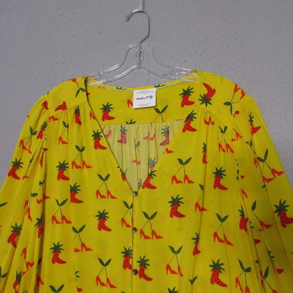 Anthropologie Tops - Anthropologie Kendra Dandy Top Women Plus 14 Yellow Red Western Rodeo Dreamer